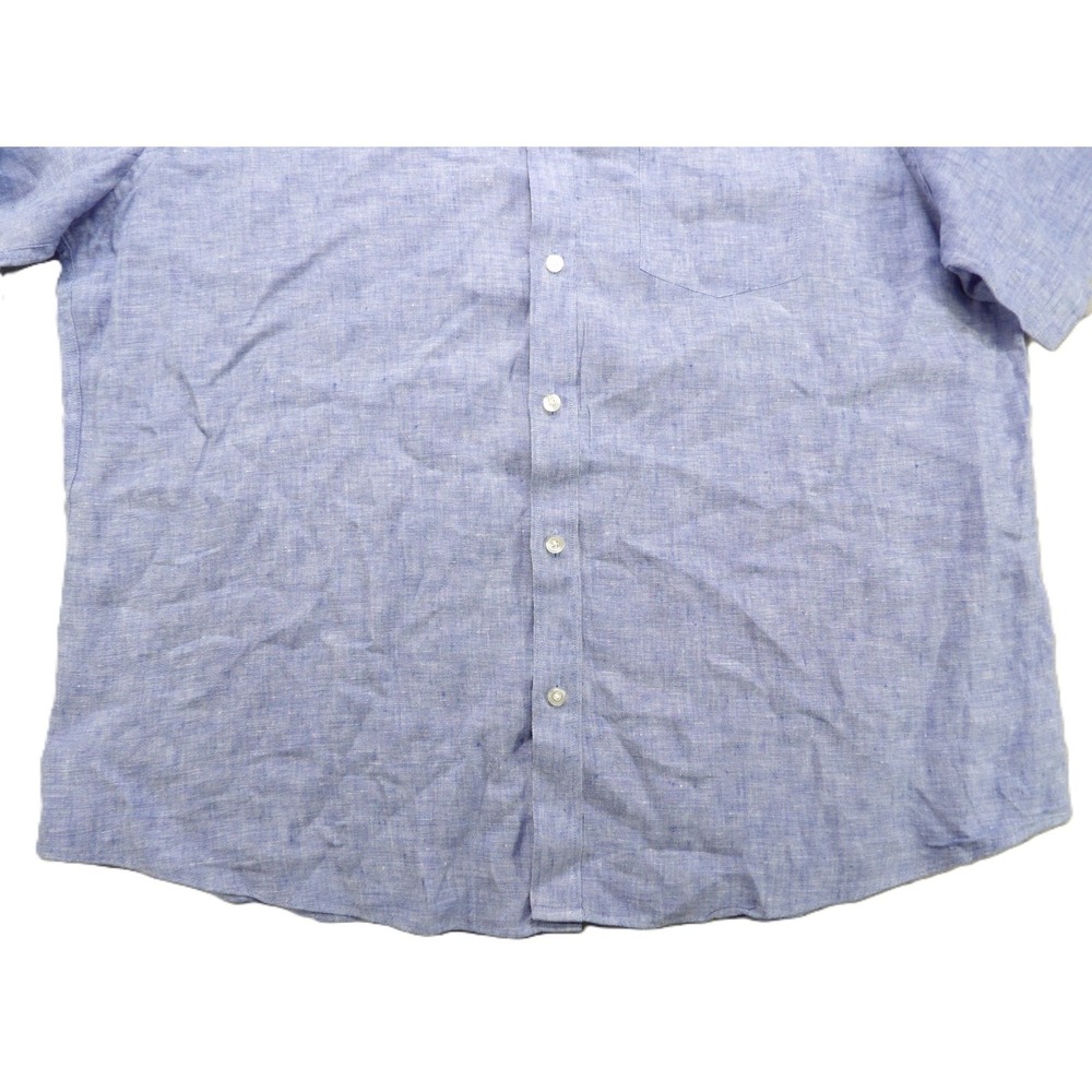 UNTUCKit Valente WR Short Sleeve Button Down 100% Linen Shirt Men XL Blue Casual - Picture 13 of 16